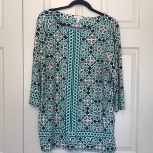Charter Club 3/4 sleeve blouse navy teal